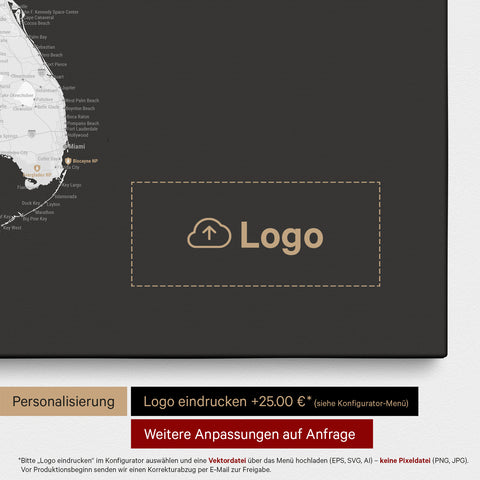 Carte des États-Unis à épingles TRAVEL® – Dark Black (Noir-blanc)