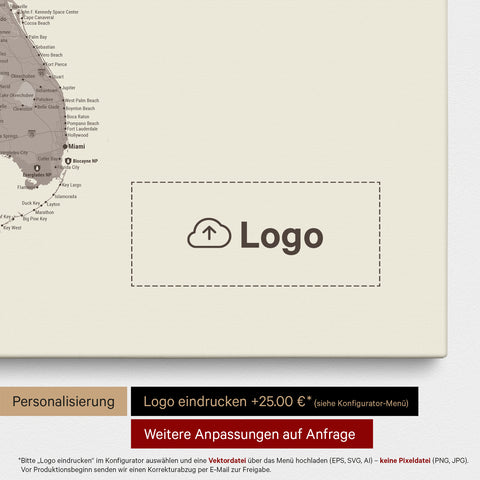 Carte des États-Unis à épingles TRAVEL® – Warmgray (Brun-gris)
