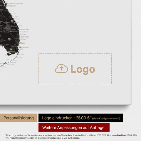 Carte des États-Unis à épingles TRAVEL® – Light Black (Blanc-noir)