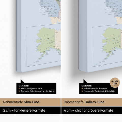 carte USA TRAVEL® Carte à épingles – Atlas multicolore (carte politique)