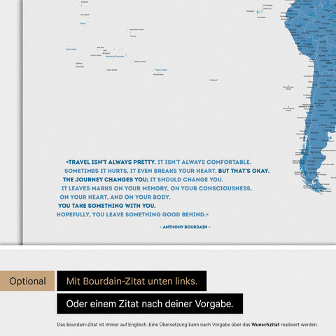 Carte du monde ANTARCTICA® tableau magnétique – Bleu océan