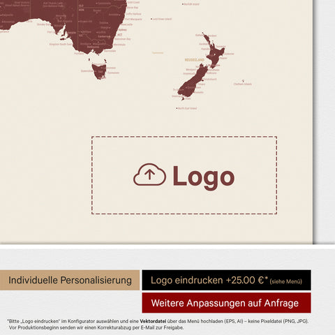 Carte du monde ANTARCTICA® tableau magnétique – Rouge Bordeaux