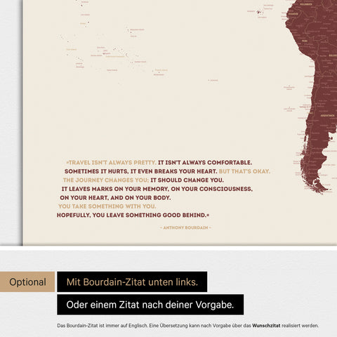 Carte du monde ANTARCTICA® tableau magnétique – Rouge Bordeaux