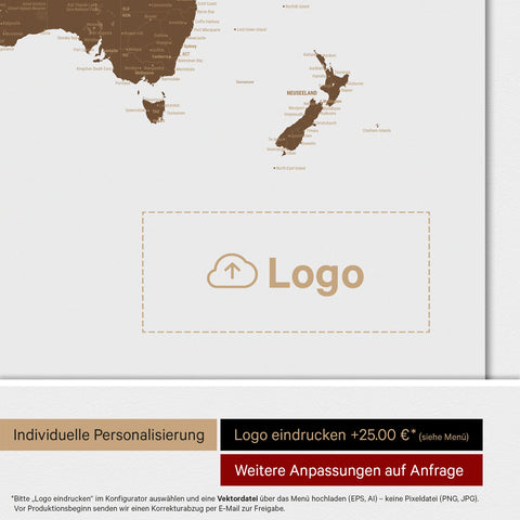 Carte du monde ANTARCTICA® tableau magnétique – Marron
