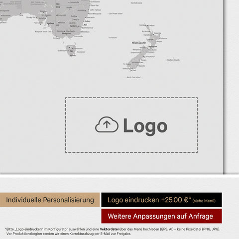 Carte du monde ANTARCTICA® tableau magnétique – Gris froid