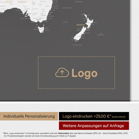 Carte du monde ANTARCTICA® tableau magnétique – Gris foncé