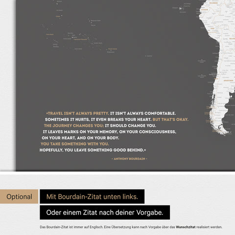 Carte du monde ANTARCTICA® tableau magnétique – Gris foncé