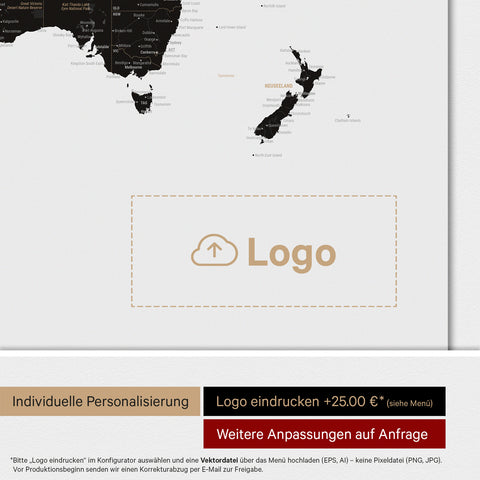 Carte du monde ANTARCTICA® tableau magnétique – Noir clair