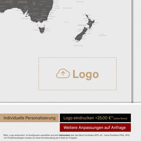 Carte du monde ANTARCTICA® tableau magnétique – Gris clair