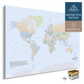 Magnetische Weltkarte ANTARCTICA mit Antarktis als massives Magnetboard in der Farbe Multicolor Atlas, in einem modernen, minimalistischem Design zum Pinnen und Markieren von Reisezielen mit Magneten