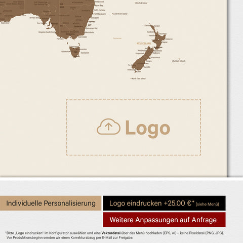 Carte du monde ANTARCTICA® tableau magnétique – Marron multicolore