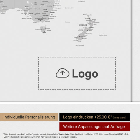 Carte du monde ANTARCTICA® tableau magnétique – Gris multicolore