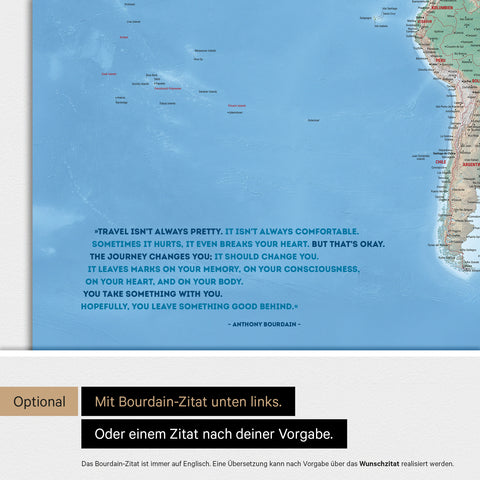 Carte du monde physique ANTARCTICA® tableau magnétique – Terre multicolore
