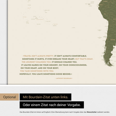 Carte du monde ANTARCTICA® tableau magnétique – Vert olive
