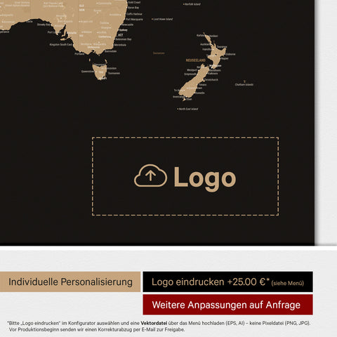 Carte du monde ANTARCTICA® tableau magnétique – Noir Sonar