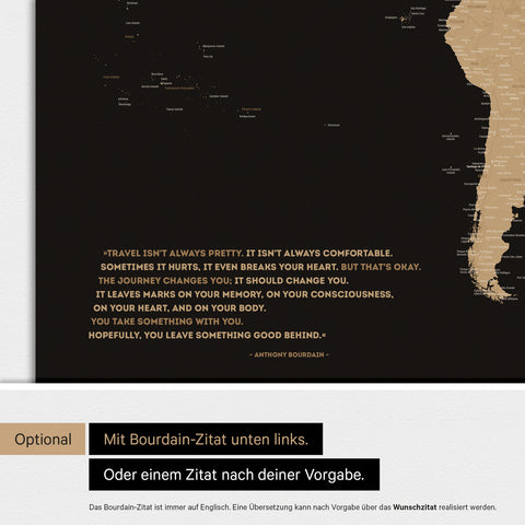 Carte du monde ANTARCTICA® tableau magnétique – Noir Sonar