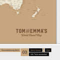 Magnetboard Weltkarte ANTARCTICA in Treasure Gold mit Personalisierung im Vintage-Stil