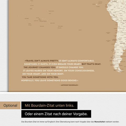 Carte du monde ANTARCTICA® tableau magnétique – Or trésor