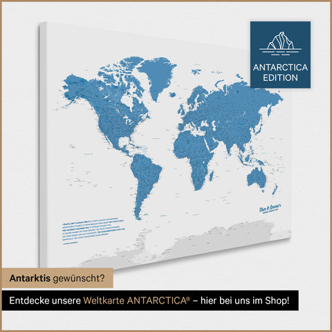 Carte du monde à épingles TRAVEL® – Bleu océan
