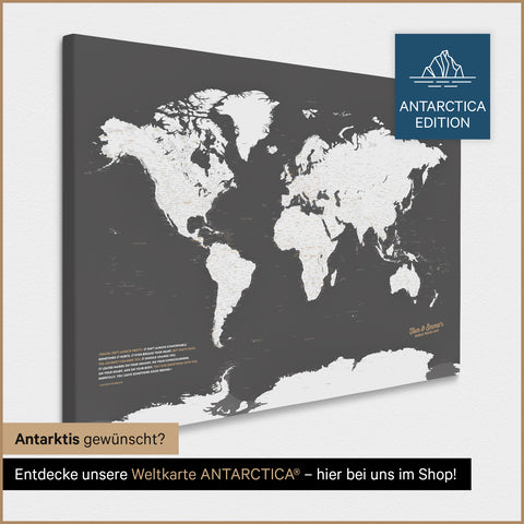 Carte du monde à épingles TRAVEL® – Gris foncé