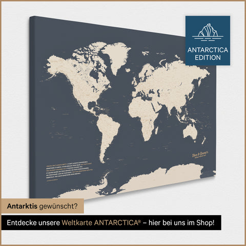 Carte du monde à épingles TRAVEL® – Hale Navy (Bleu marine foncé-Or)