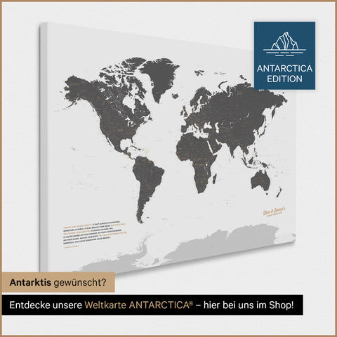 Carte du monde à épingles TRAVEL® – Gris clair (Blanc-Gris)
