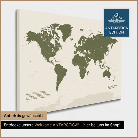 Carte du monde à épingles TRAVEL® – Olive Green