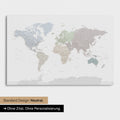 Neutral standard version of a world map with Antarctica as a Push Pin Map in Multicolor Light