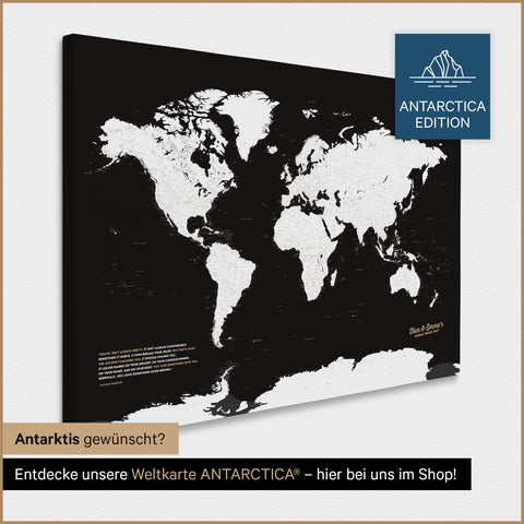 Carte du monde à épingles TRAVEL® – Noir foncé (Noir et blanc)