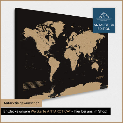 Carte du monde à épingles TRAVEL® – Sonar Black (Noir-Or)