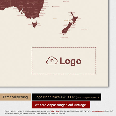 Carte du monde TRAVEL® Poster Premium – Bordeaux Rouge