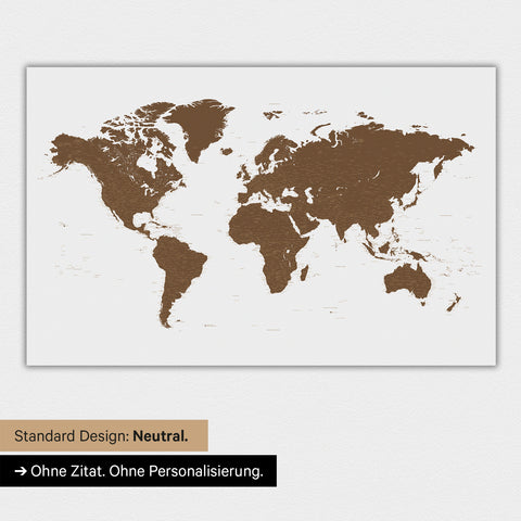 Carte du monde en version standard neutre et couleur marron