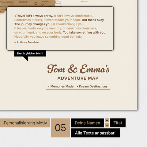 Carte du monde TRAVEL® Poster Premium – Bronze
