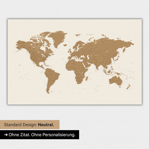 Carte du monde en version standard neutre et couleur bronze