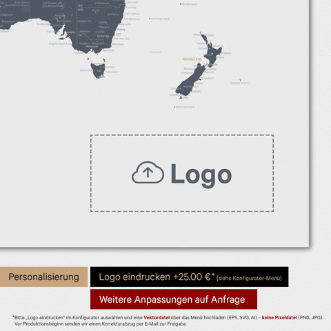 Carte du monde TRAVEL® Poster Premium – Bleu Denim