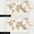 Carte du monde en couleur Desert Sand avec profondeurs marines bidimensionnelles