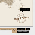 Motif alternatif pour une personnalisation avec ton nom sur une carte du monde en couleur Sable du Désert