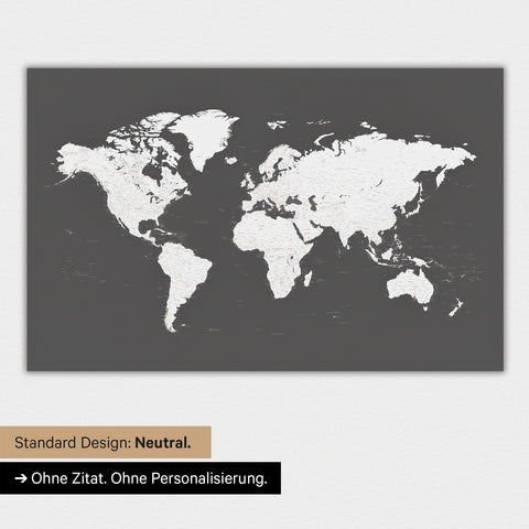 Carte du monde en version standard neutre et couleur Couleur gris foncé