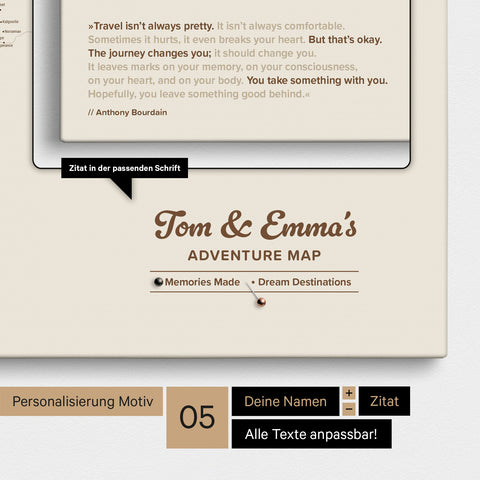 Carte du monde à épingles FINELINE® – Sable désertique