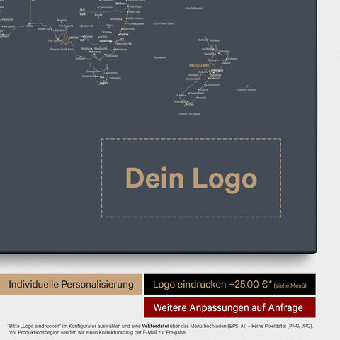 Carte du monde à épingles FINELINE® – Hale Navy