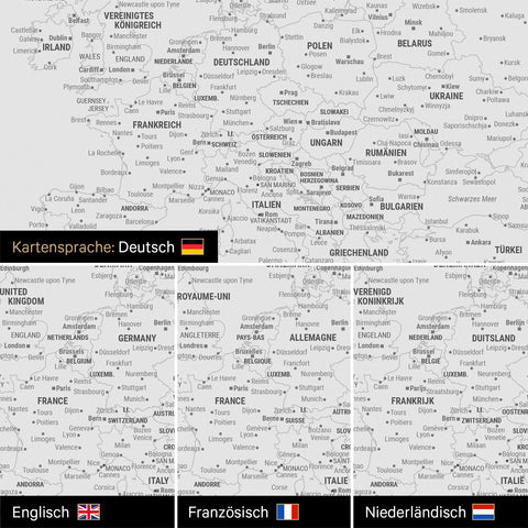 Carte du monde à épingles FINELINE® – Gris froid