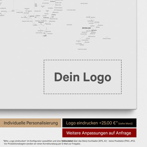 Carte du monde à épingles FINELINE® – Gris froid