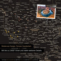 Vue détaillée de la carte du monde FINELINE en tableau d'affichage couleur Sonar Black avec des destinations de voyage marquées aux États-Unis, au Canada et au Mexique