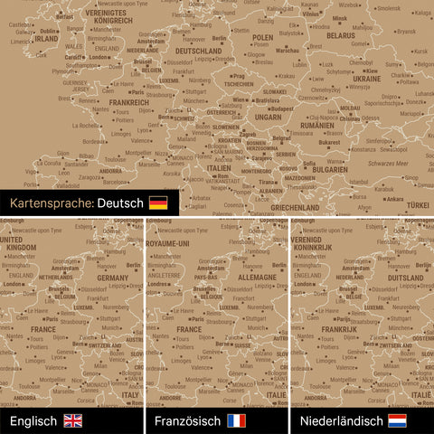 Carte du monde à épingles FINELINE® – Or trésor