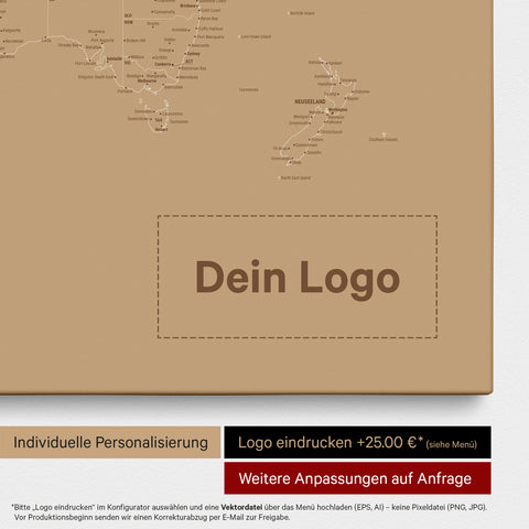 Carte du monde à épingles FINELINE® – Or trésor