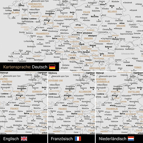 Carte du monde à épingles FINELINE® – Noir clair