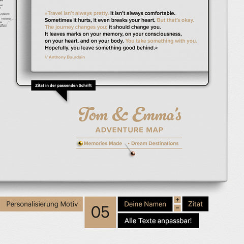 Carte du monde à épingles FINELINE® – Noir clair