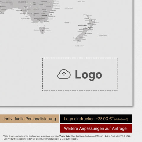 Carte du monde TRAVEL® Poster Premium – Coolgray (Gris clair)