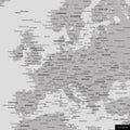 A detailed section of a world map pinboard in Coolgray color shows a section of Europe with all countries and capitals.