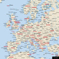 Un extrait détaillé d'une carte du monde classique à punaiser montre un extrait de l'Europe avec tous les pays et leurs capitales.